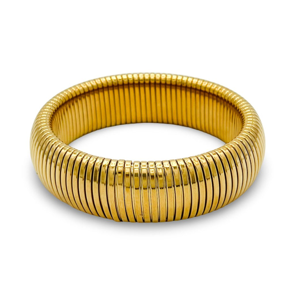 18k gold plated stainless steel coil bangle bracelet waterproof