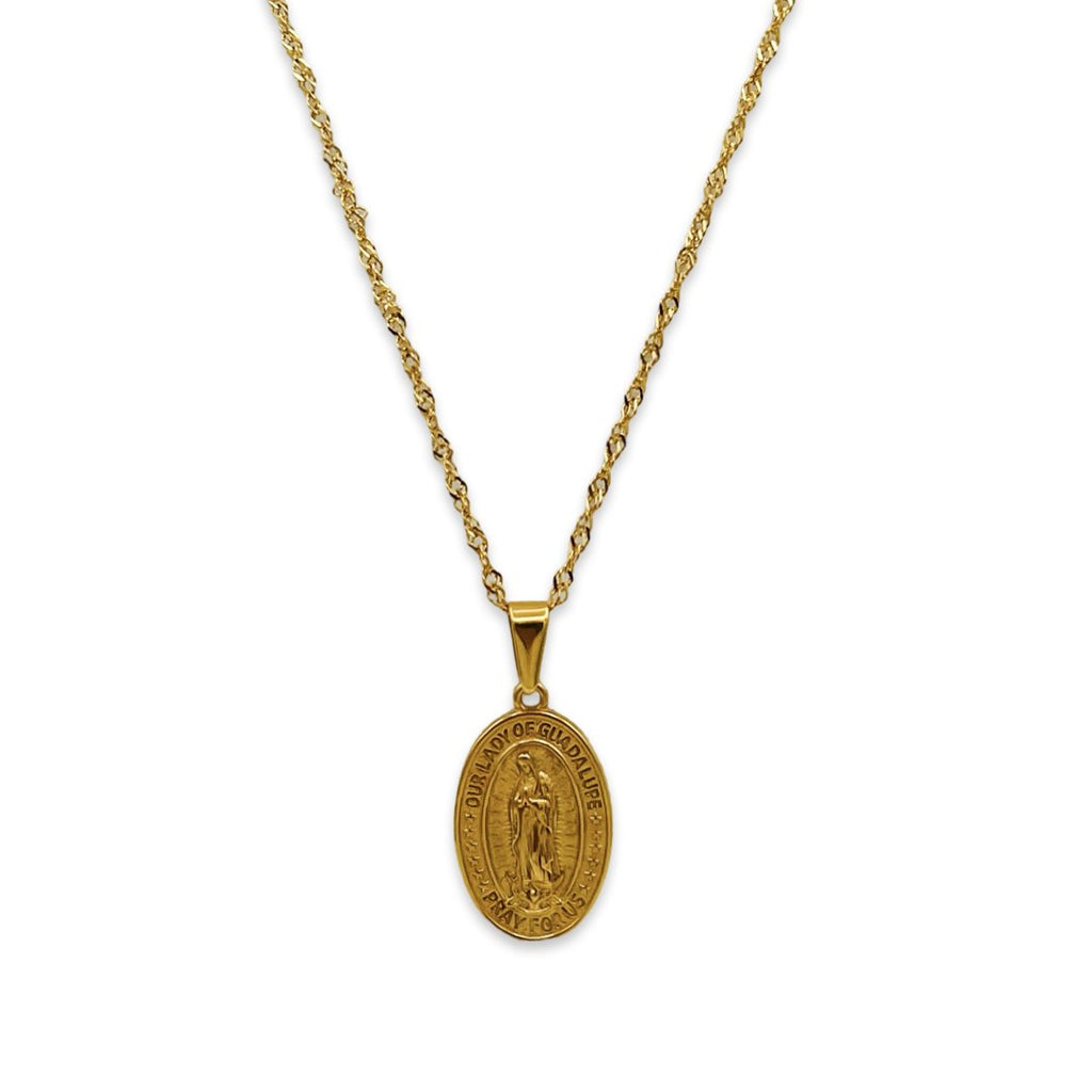18k gold plated stainless steel Our Lady of Guadalupe pendant necklace