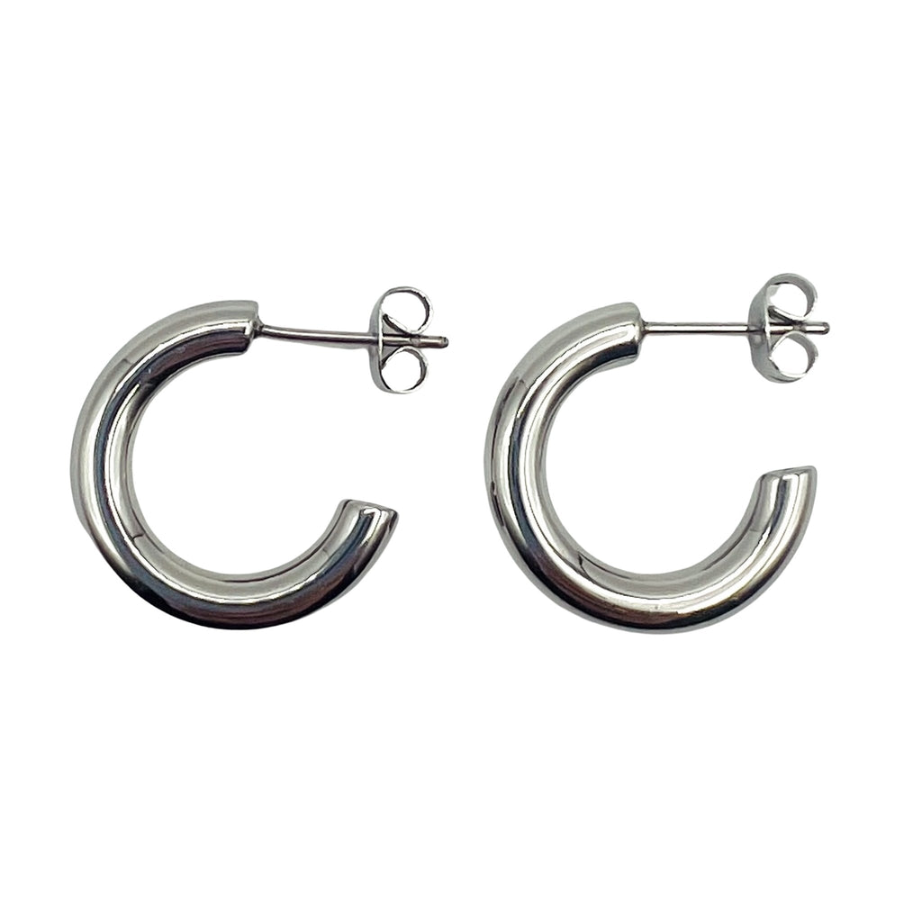Hypoallergenic small silver hoop earrings 18k gold plated stainless steel