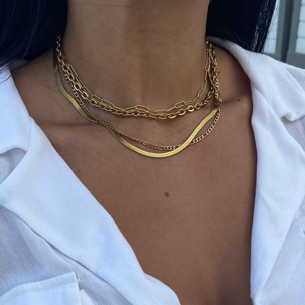 Snake chain necklace 18k gold plated stainless steel (4mm) waterproof