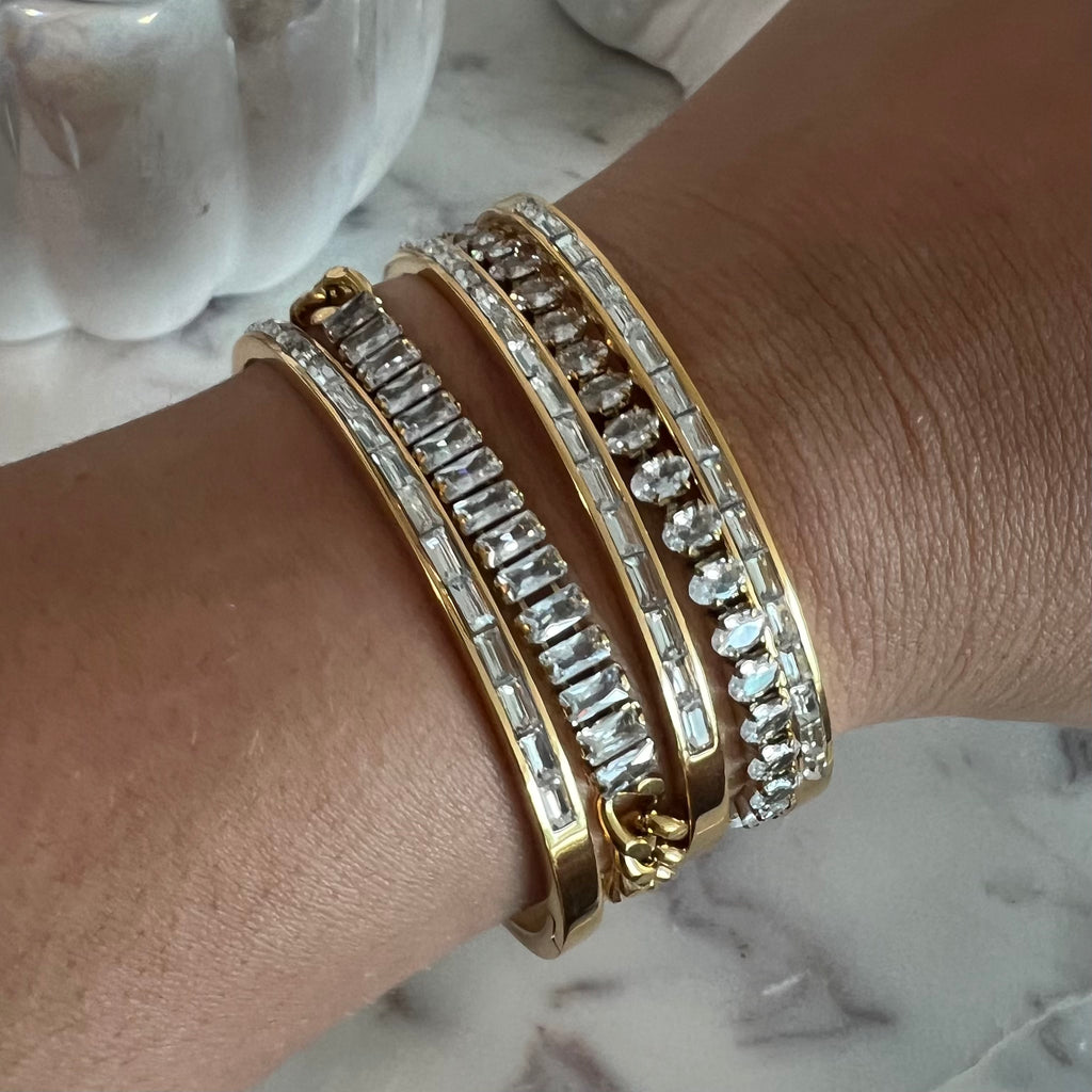 18k gold plated bangle with cubic zirconia waterproof