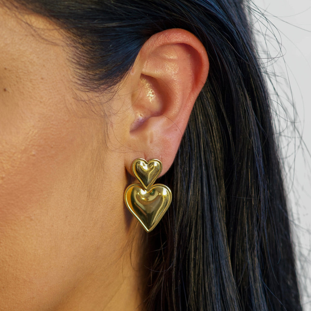 Hypoallergenic 18k gold plated heart shaped earrings waterproof