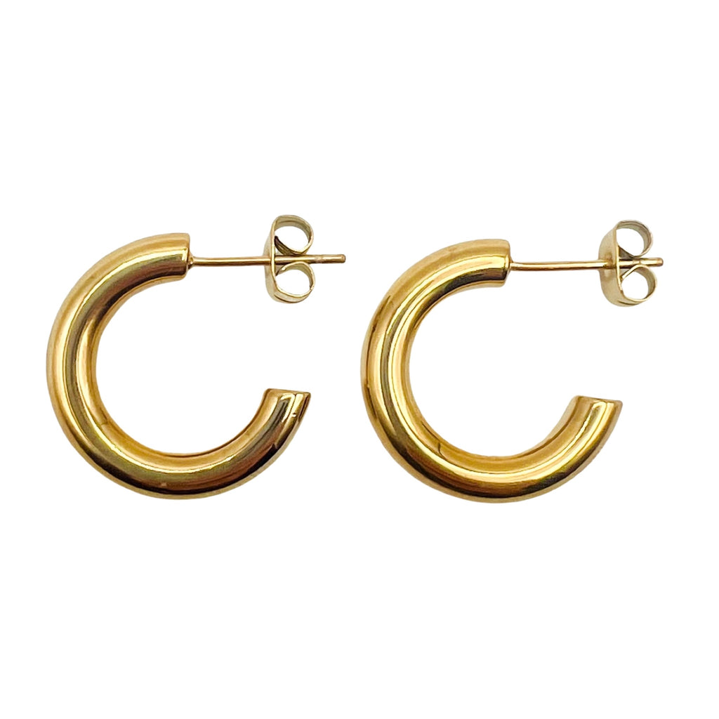 Hypoallergenic small hoop earrings 18k gold plated stainless steel