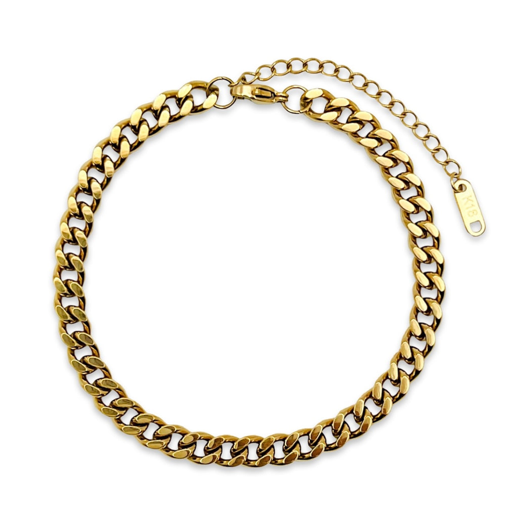18k gold plated stainless steel Cuban link anklet waterproof