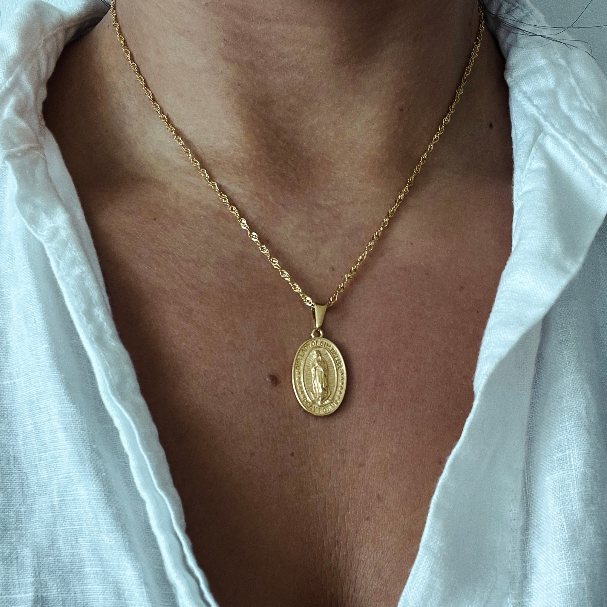 Lady of guadalupe gold necklace discount