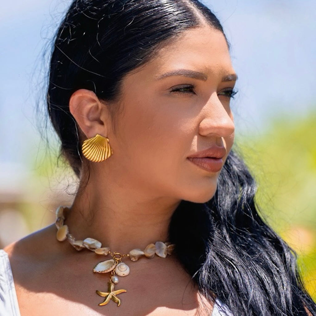 Shell Rhodes EARRINGS- Santo Mercado | Women's Luxury Fashion Jewelry | Saint Jewelry