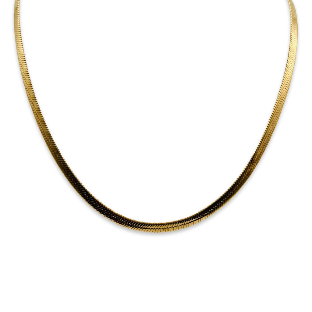 4mm snake herringbone chain necklace 18k gold plated stainless steel