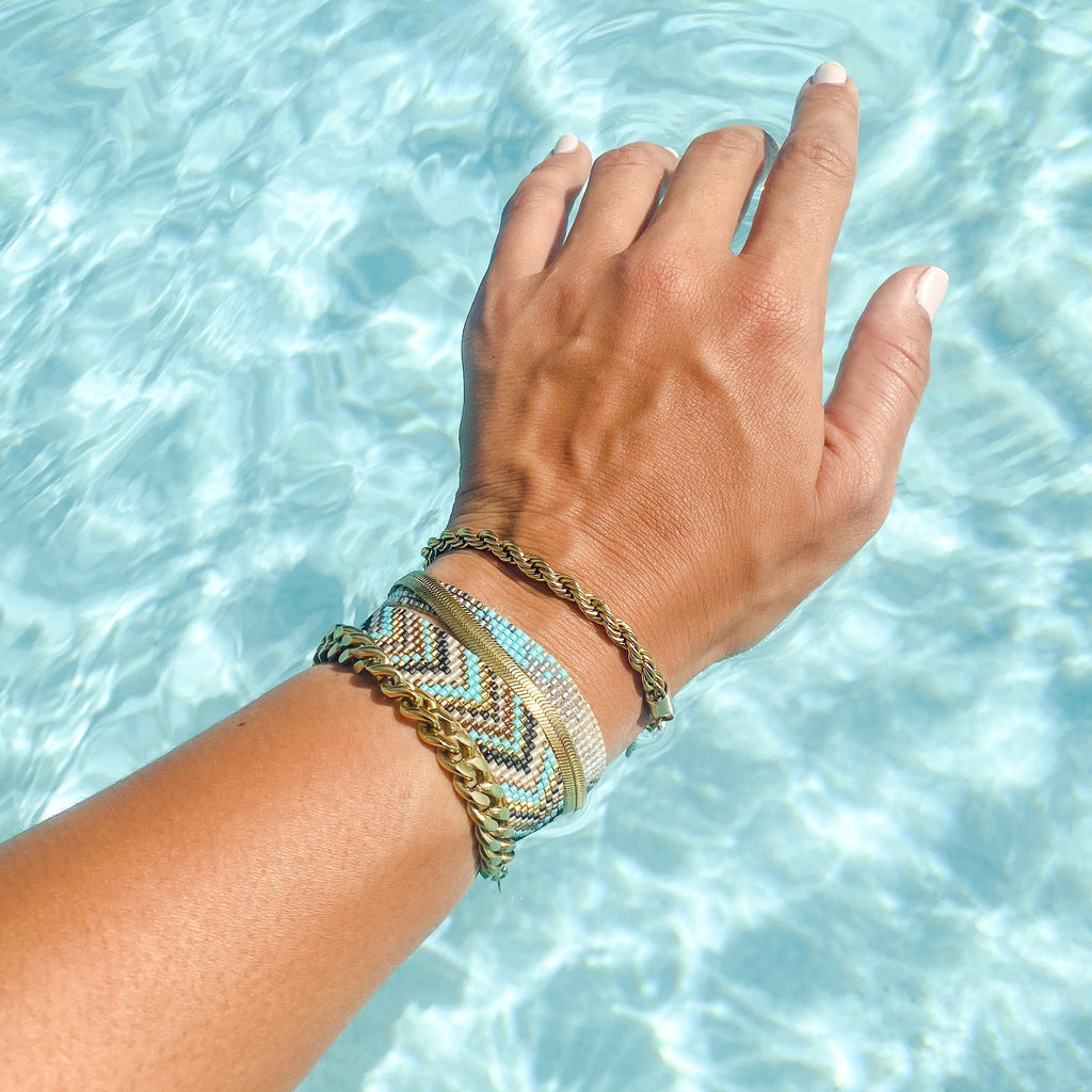 Waterproof 5mm gold plated twist rope bracelet for women