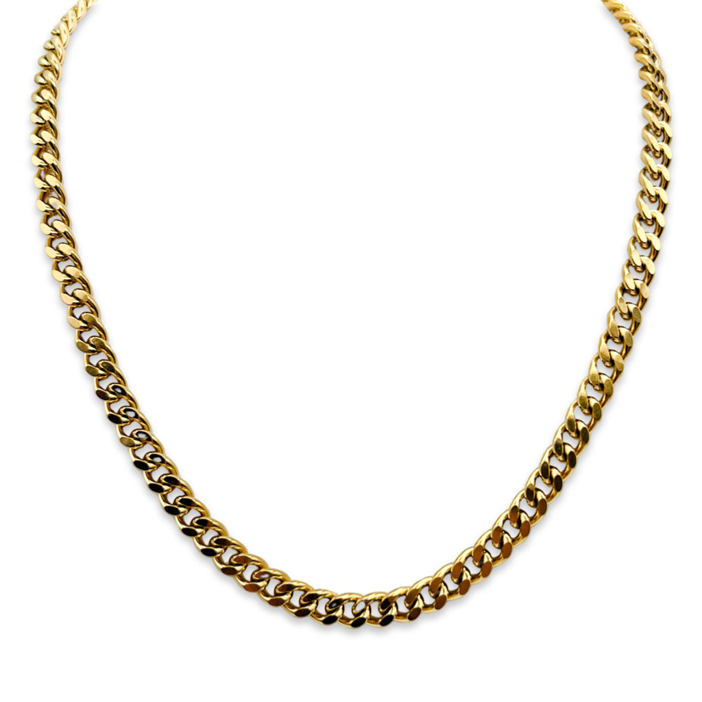 18k gold plated stainless steel Cuban link chain necklace 6mm