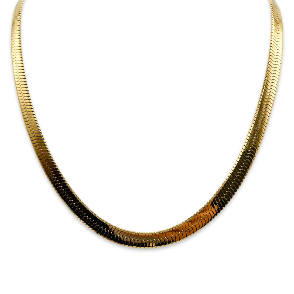 6mm herringbone snake chain necklace 18k gold plated stainless steel waterproof
