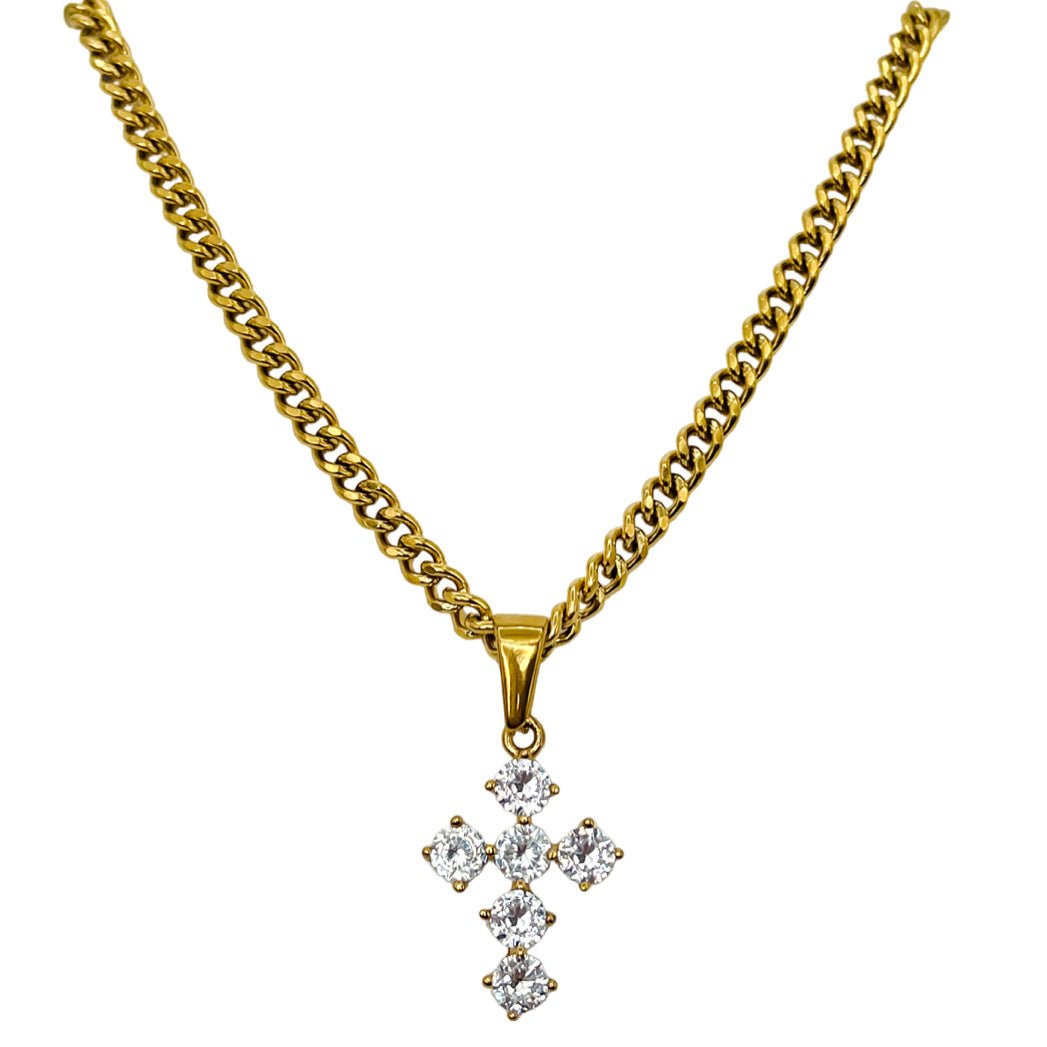 Uwin Cubic Zirconia Cross Pendant With 4mm CZ Tennis Chains Necklace For  Men Gold Silver Color Hiphop Jewelry Drop Shipping