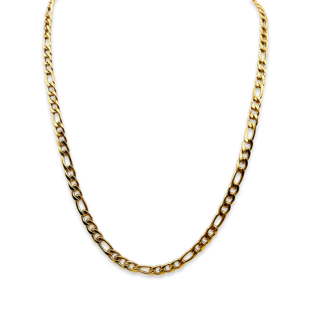 18k gold plated stainless steel figaro chain necklace
