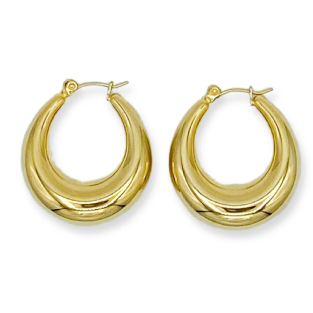 Hypoallergenic 18k gold plated chunky tube hoop earrings