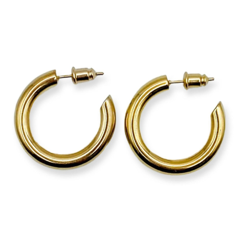 18k gold plated medium size hoop earrings hypoallergenic and waterproof