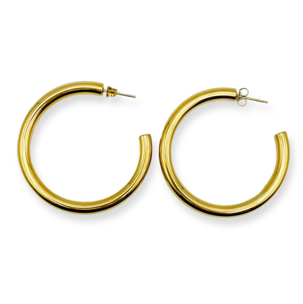 48mm 18K Gold Plated Tube Hoops Hypoallergenic